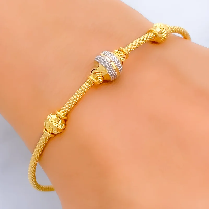 Women’s luxury bangle bracelets-Glowing Orb 22k Gold Bangle Bracelet