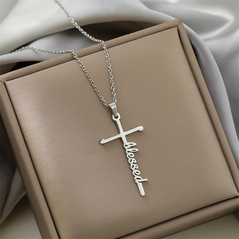 Ea544901s Steel Color--Blessed (Necklace)