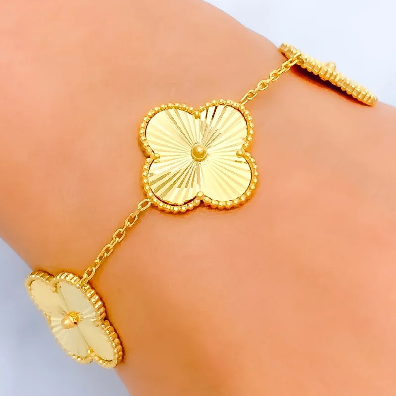 Women’s twisted bangles-Large 22k Gold Multi-Clover Bracelet