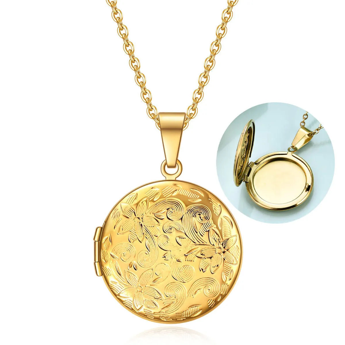 Women’s designer necklaces-Wholesale Classic Style Round Titanium Steel Plating Gold Plated Pendant Necklace