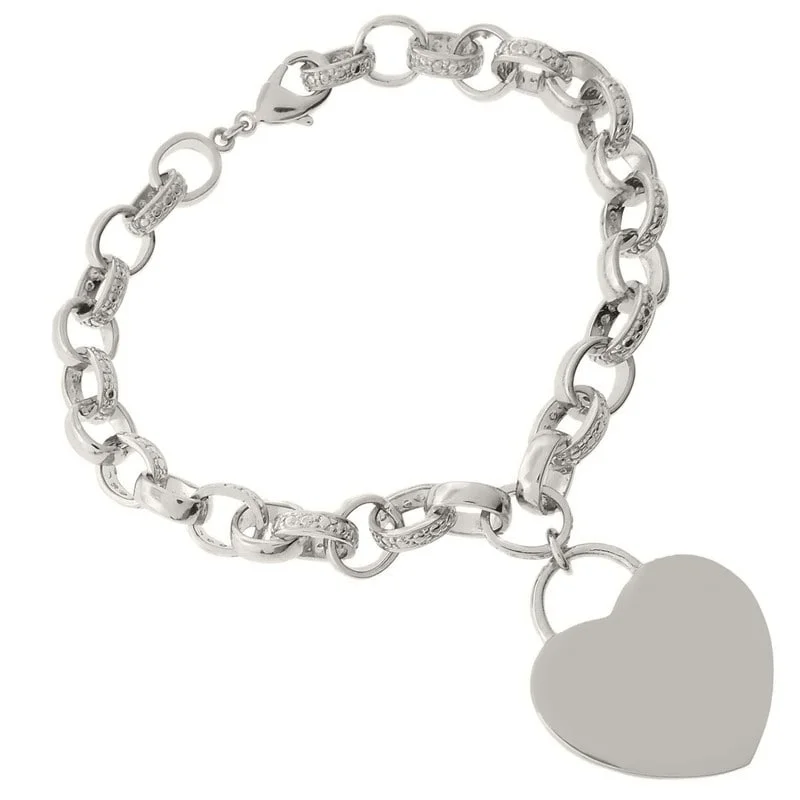 Women’s floral bracelets-Victoria Townsend Silver Plated Diamond Accent Heart Tag Bracelet