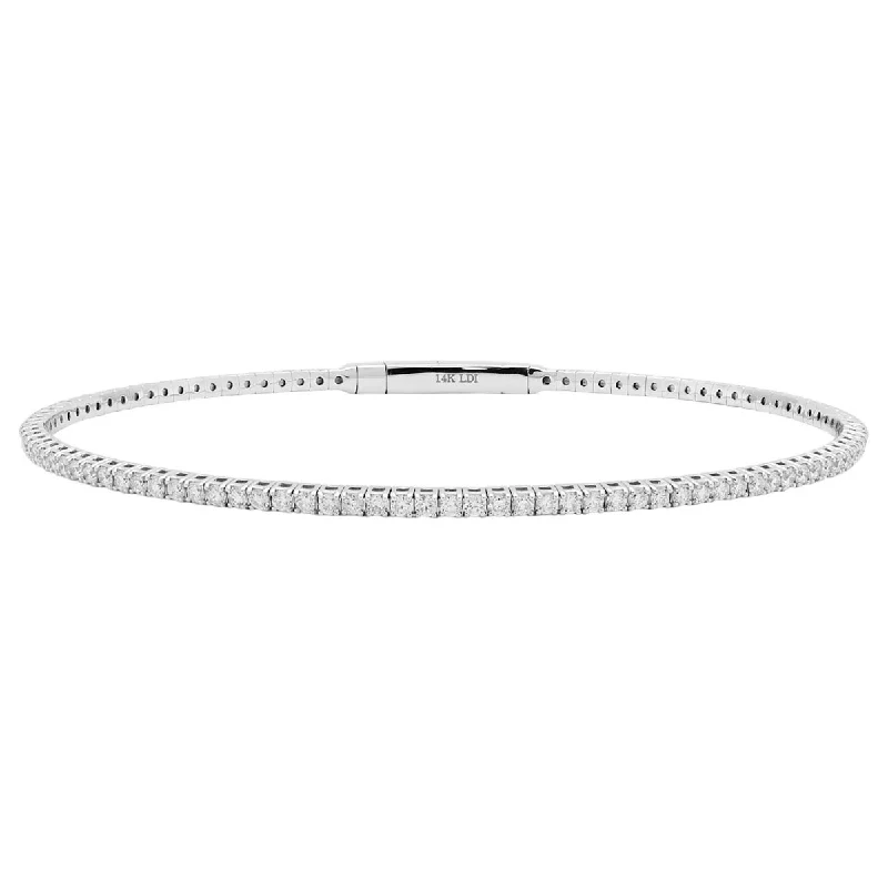 Women’s leather bracelets-Diamond Flexible Bracelet in 14kt White Gold (1 1/2ct tw)