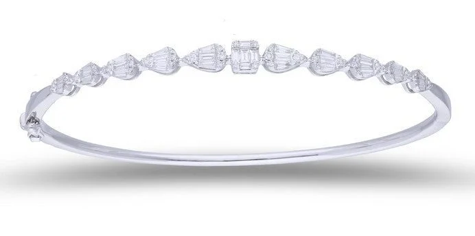 Women’s engraved charm bracelets-DIAMOND CLUSTER BANGLE BRACELET