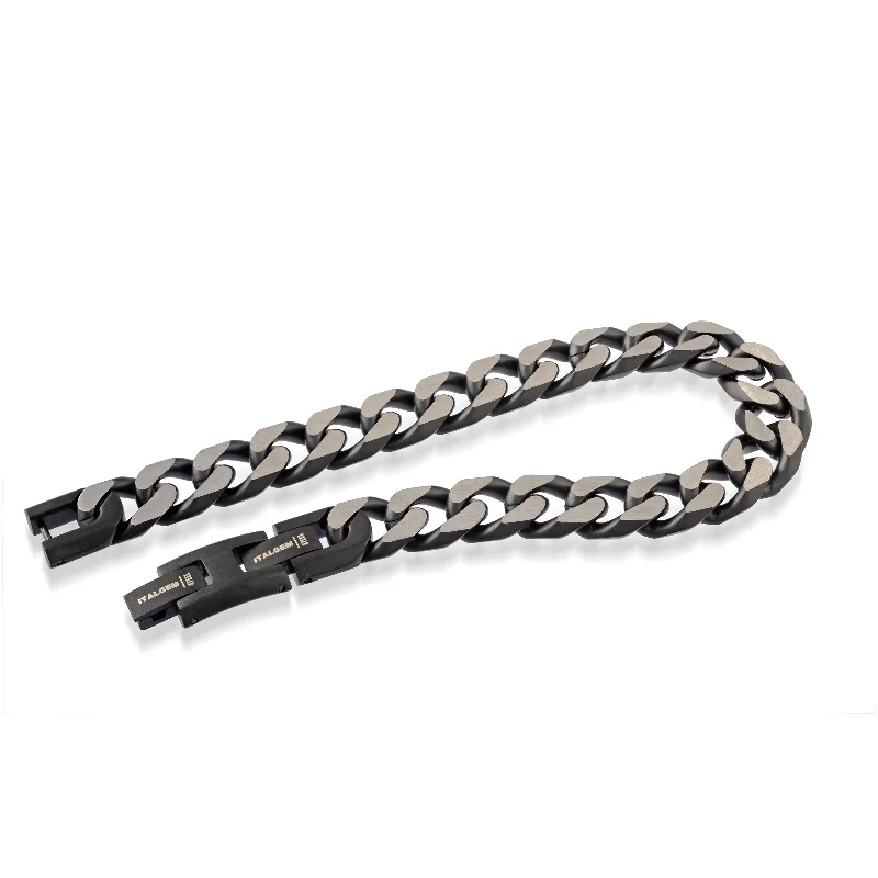 Women’s silver cuff bracelets-11MM CURB LINK CHAIN BRACELET MATTE FINISH