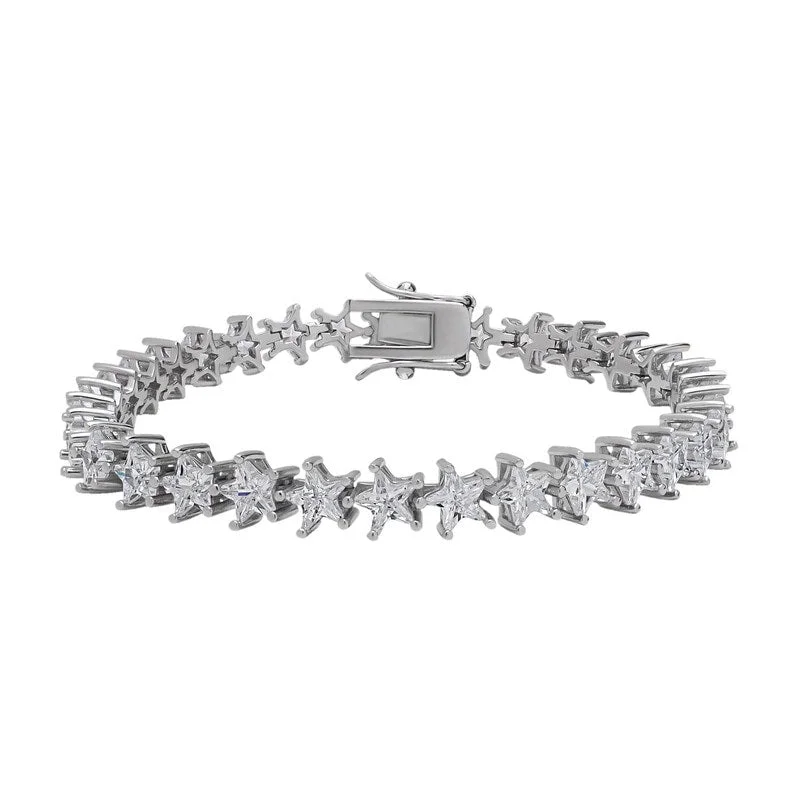 Women’s chunky bracelets-Victoria Townsend .925 Sterling Silver and AAA Cubic Zirconia Star Tennis Bracelet