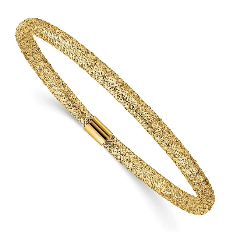 Women’s stackable bracelets-Curata 14k Yellow Gold Stretch Mesh Bracelet