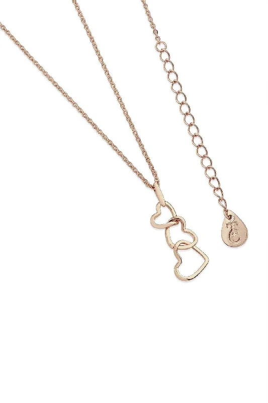 Women’s diamond pendants-Triple Heart Drop Pendant in Rose Gold