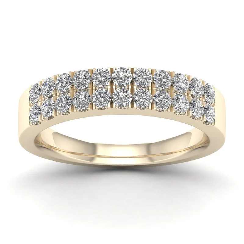 Women’s bridal engagement rings-De Couer IGI Certified 3/4ct TDW Diamond Wedding Band - Yellow