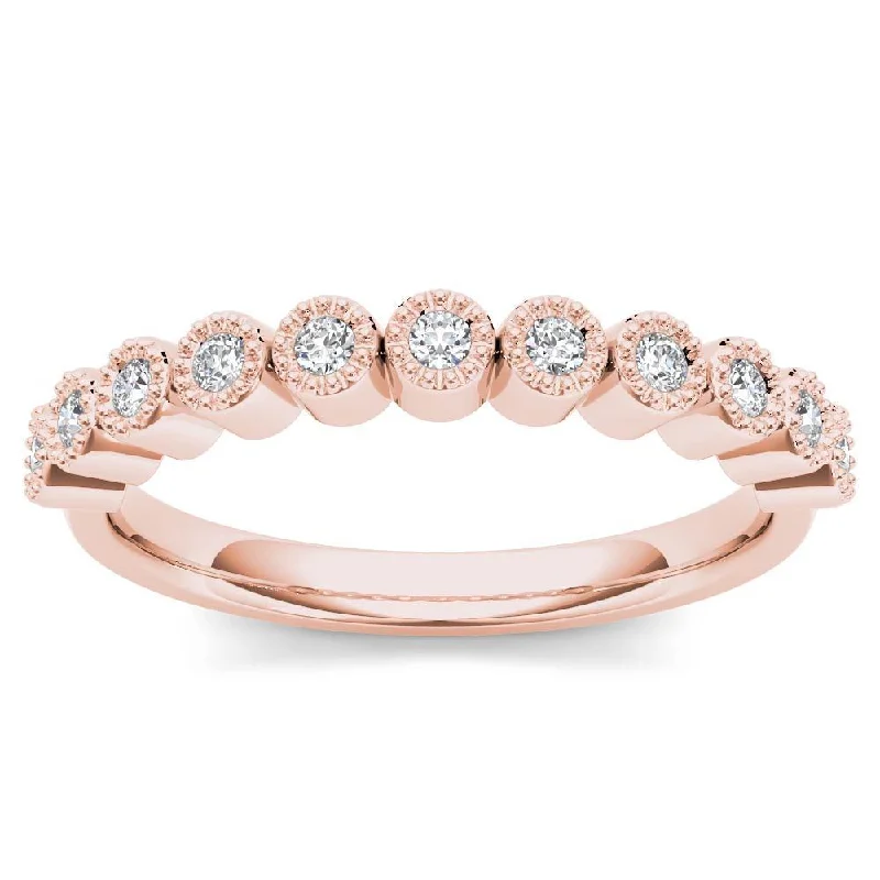 Women’s sustainable engagement rings-De Couer 10k Rose Gold 1/8ct TDW Wedding Band - Pink