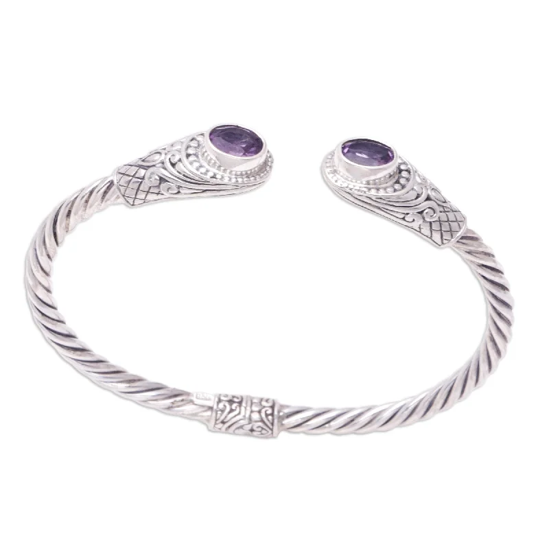 Women’s vintage bangles-Novica Handmade Graceful Custom Amethyst Cuff Bracelet