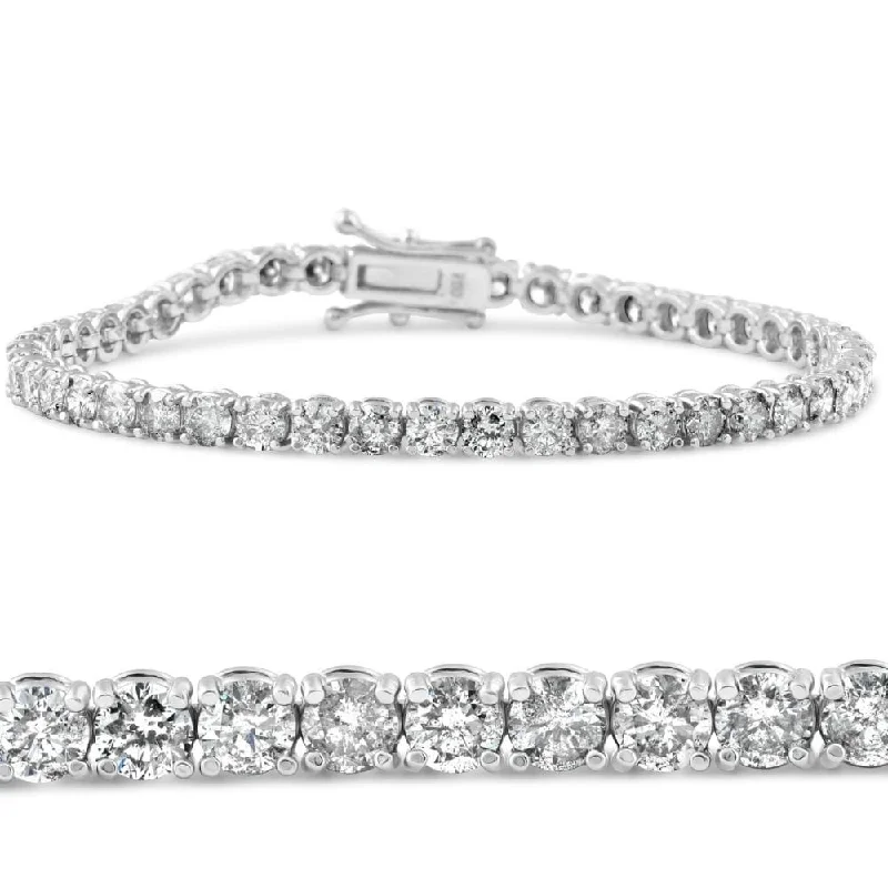 Women’s diamond bangle bracelets-5 5/8ct White Gold Round Diamond Tennis Bracelet