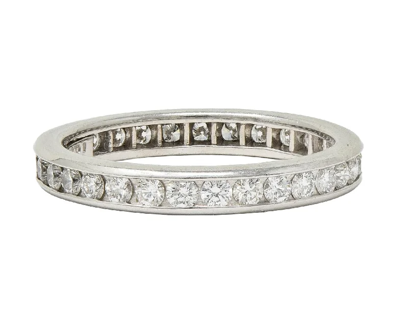 Women’s unique engagement rings-Tiffany & Co. 2000's 0.90 CTW Diamond Platinum Eternity Wedding Band Ring