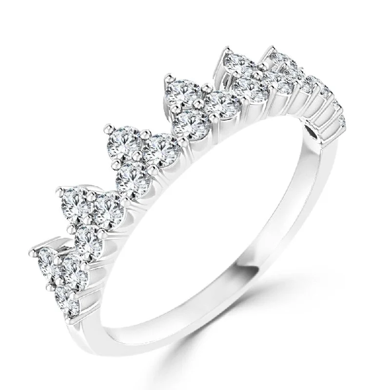 Women’s vintage-inspired engagement rings-Auriya 10K While Gold 5/8ct TDW Prong Diamond Crown Wedding Band