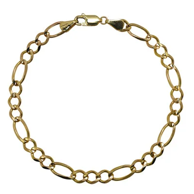 Women’s twisted bangles-Figaro Chain Bracelet in 10kt Yellow Gold (8 inches)