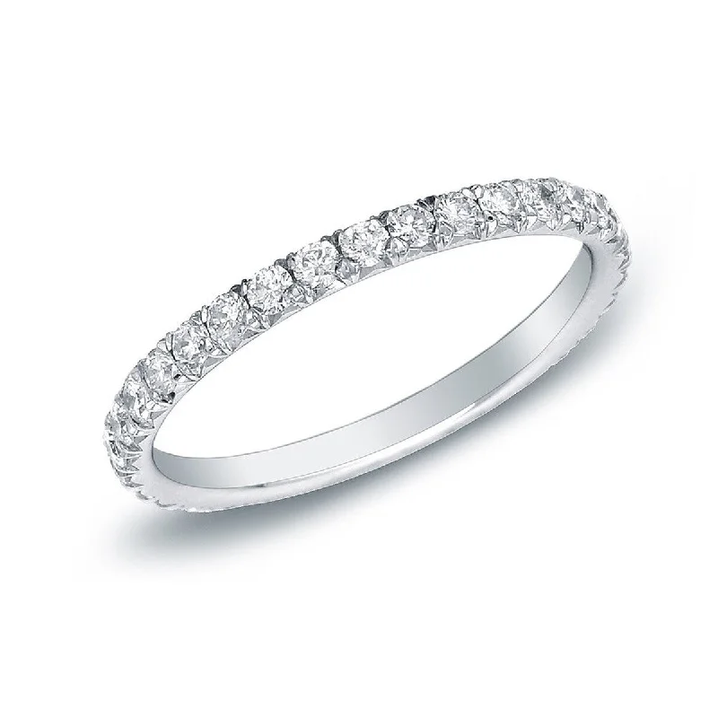 Women’s heart-shaped engagement rings-Auriya 2/5ctw Round Diamond Wedding Band Platinum