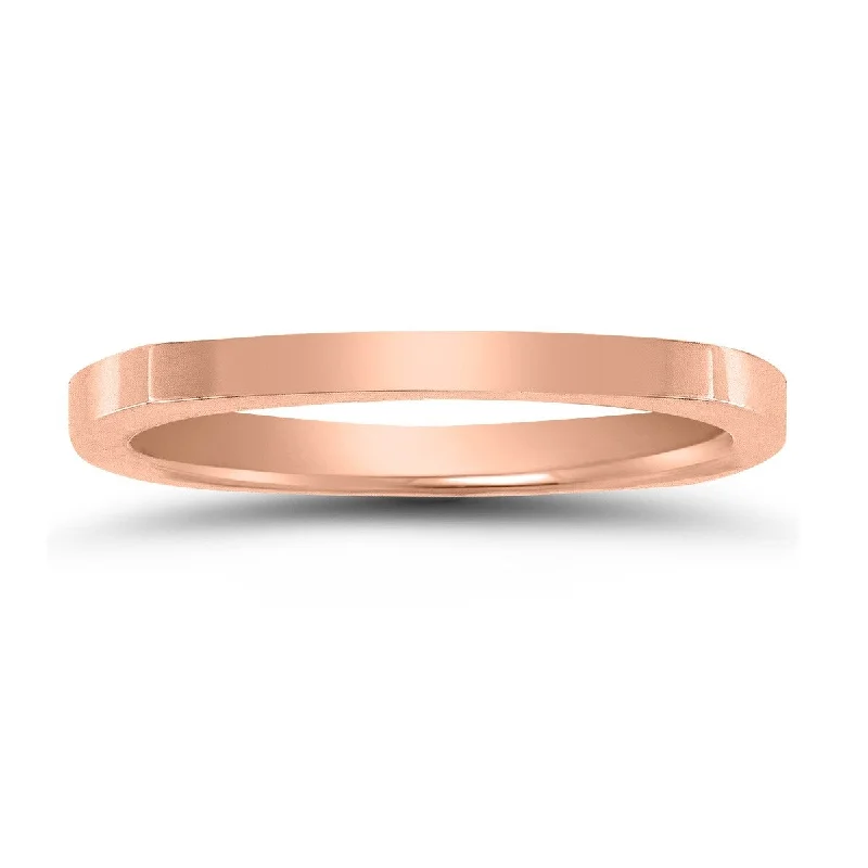 Women’s custom-designed engagement rings-4 Sided Thin 1.5MM Wedding Band in 14K Rose Gold