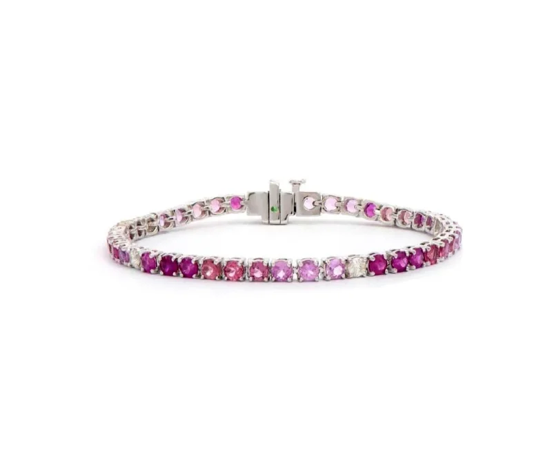 Women’s bohemian bangles-Pink Sapphire with Diamond Bracelet