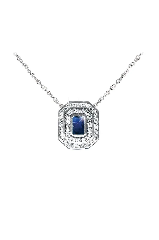 Women’s colorful gemstone necklaces-Silver Pendant with Sapphire Stone Detail