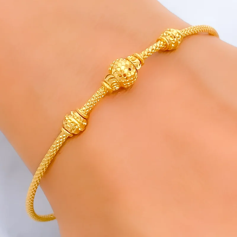 Women’s stackable bangles-Graceful Dressy 22k Gold Bangle Bracelet