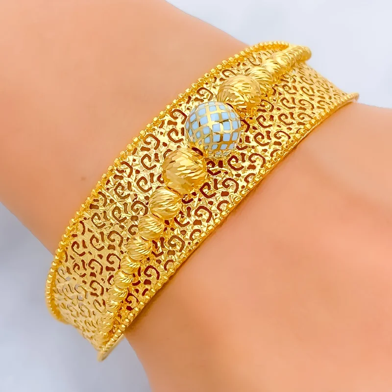 Women’s boho bracelets-Bright Luminous Signature 21K Gold Bangle Bracelet