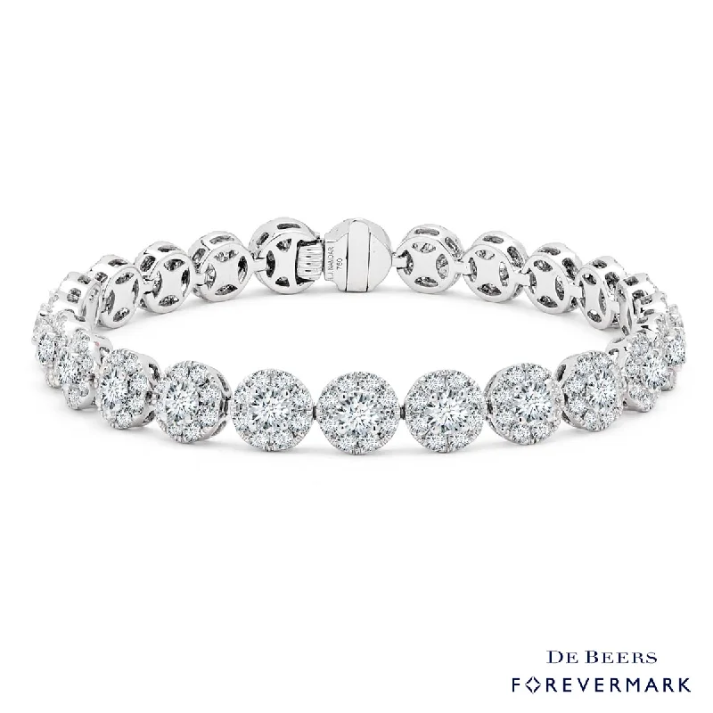 Women’s simple cuff bracelets-Forevermark Diamond Halo Bracelet in 18kt White Gold (8 1/3ct tw)