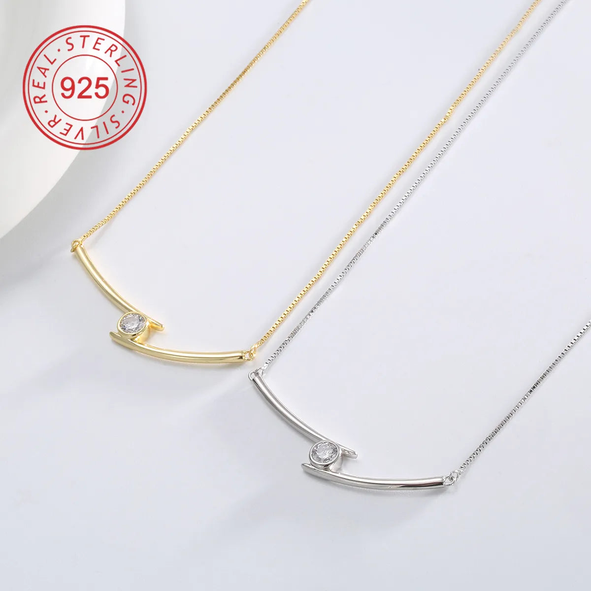 Women’s sapphire necklaces-Sterling Silver 18K Gold Plated White Gold Plated Gold Plated 0.05 M Simple Style Classic Style Plating Inlay Solid Color Natural Stone Zircon Pendant Necklace