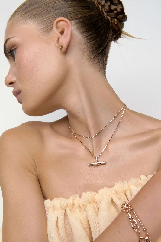 Women’s pearl drop necklaces-T-Bar Toggle Pendant in Rose Gold