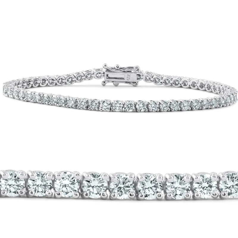 Women’s clasped bracelets-Certified 5 Ct Round Cut Diamond Tennis Bracelet White Gold 7" Lab Grown