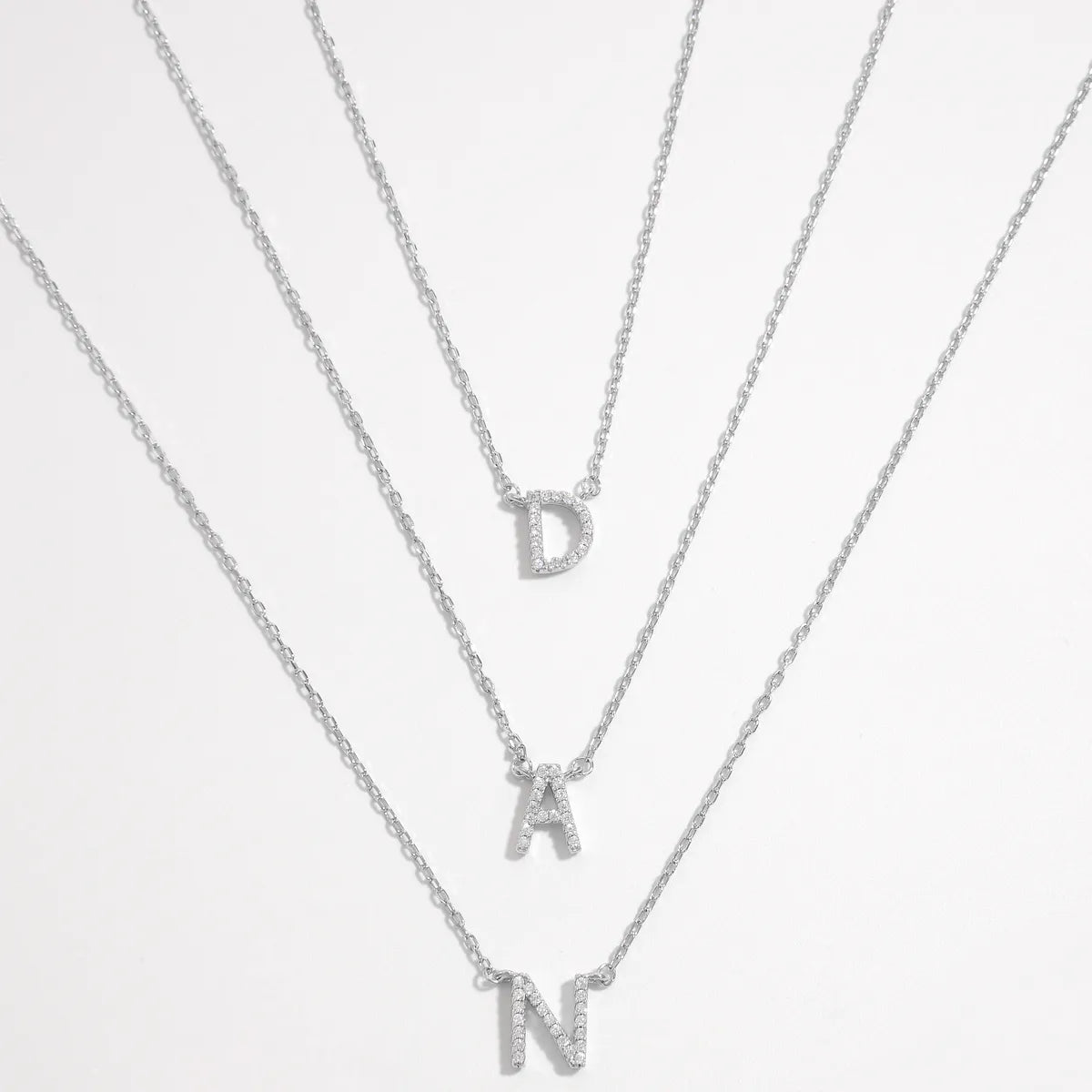 Women’s unique necklaces-Sterling Silver Plated Zircon Plating Inlay Letter Pendant Necklace