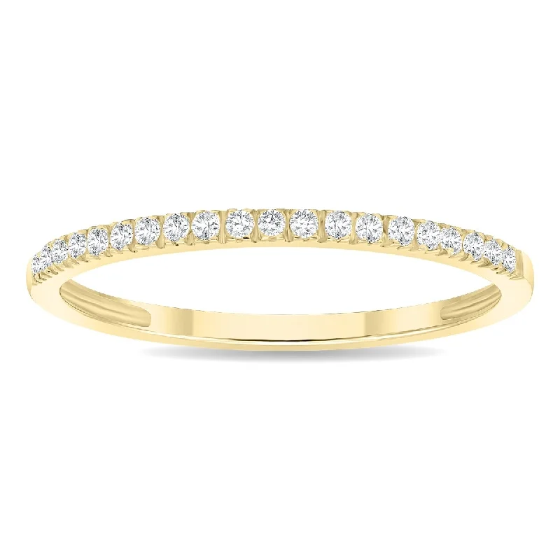 Women’s contemporary engagement rings-Women's 1/6 Carat TW Thin Diamond Band in 10K Yellow Gold (Wedding, Fashion or Stackable Band)