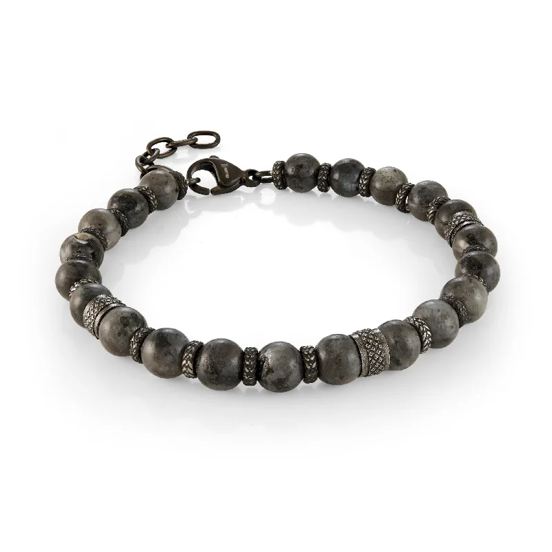 Women’s luxury tennis bracelets-STAINLESS STEEL GRAY STONE BRACELET