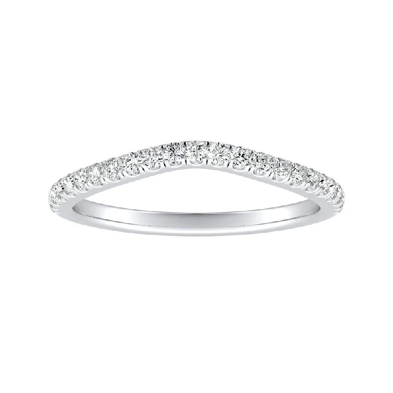 Women’s platinum wedding engagement rings-Auriya 1/5ctw Curved Diamond Wedding Band Platinum