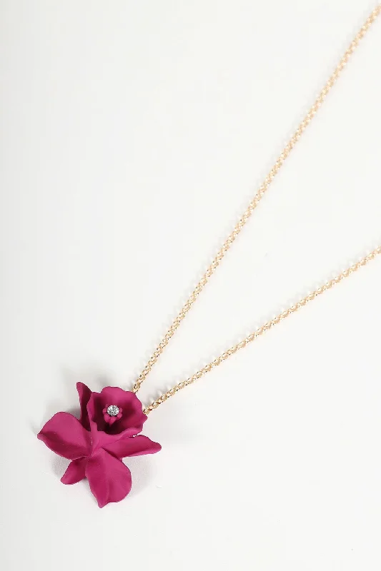 Women’s custom necklaces-Magenta Pink Flower Pendant Necklace