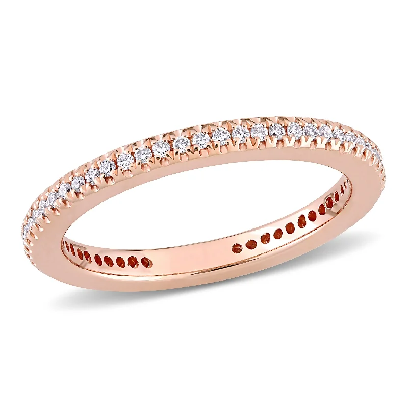 Women’s platinum wedding engagement rings-Miadora 14k Rose Gold 1/4ct TDW Diamond Stackable Eternity Wedding Band Ring