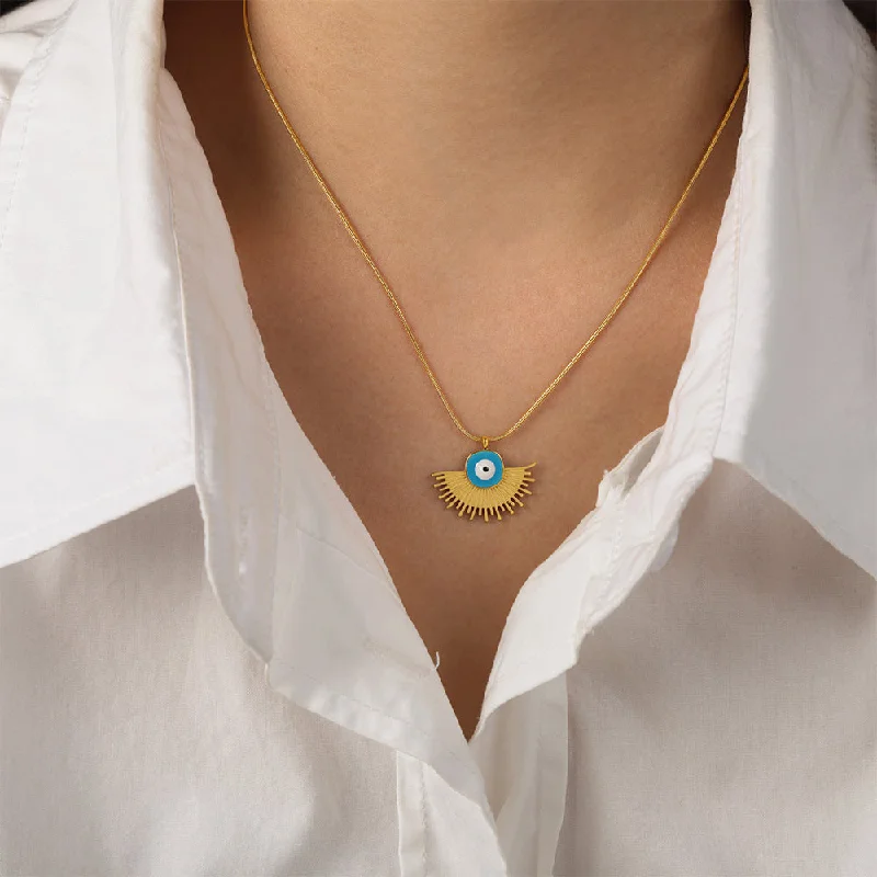 P1885-Gold Blue Glaze Necklace