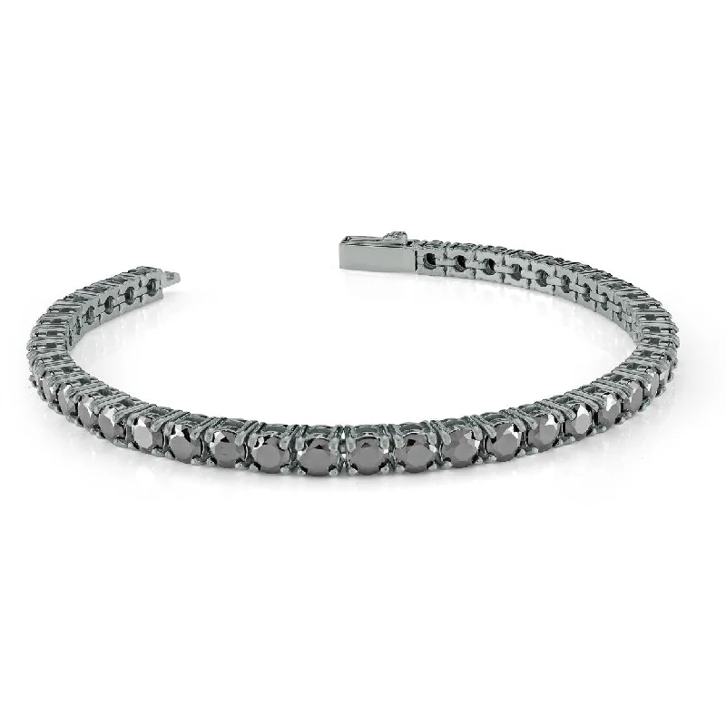 Women’s geometric bracelets-ITALGEM STEEL – BLACK CUBIC ZIRCONIA TENNIS BRACELET