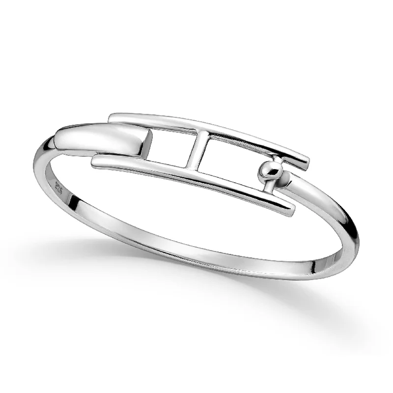 Women’s engraved bangles-Sterling Silver Minimalist Square Bangle Bracelet