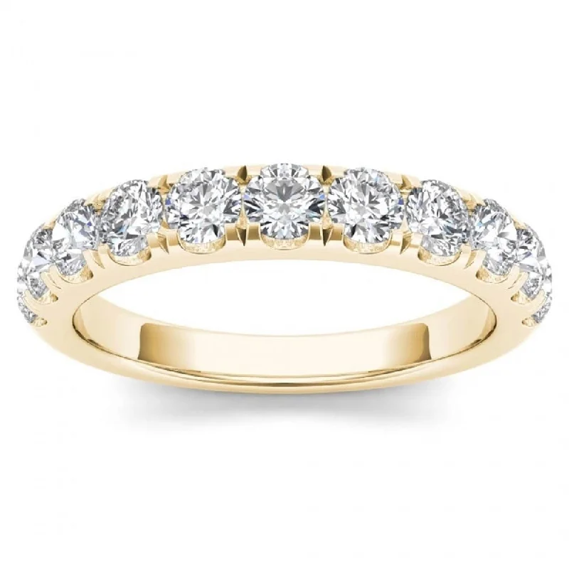 Women’s stackable engagement rings-De Couer IGI Certified 14k Yellow Gold 1ct TDW Wedding Band