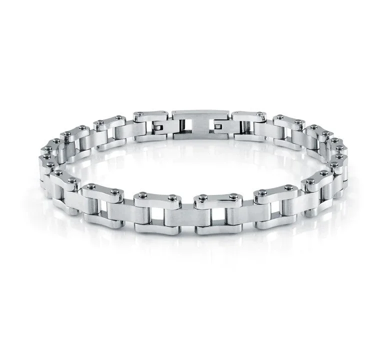 Women’s gemstone bangles-STAINLESS STEEL BIKE CHAIN MENS BRACELET