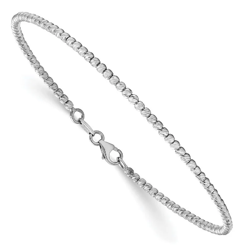 Women’s luxury tennis bracelets-Curata 2mm 14k White Polished Sparkle Cut Beaded Bracelet