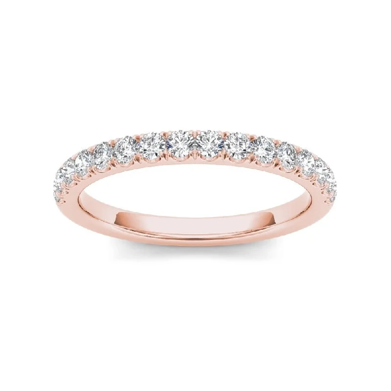 Women’s rose gold solitaire engagement rings-De Couer 10k Rose Gold 1/3ct TDW Diamond Wedding Band