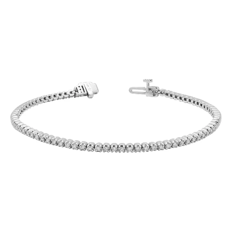 Women’s gold bracelets-Diamond Tennis Bracelet in 14kt White Gold (1ct tw)