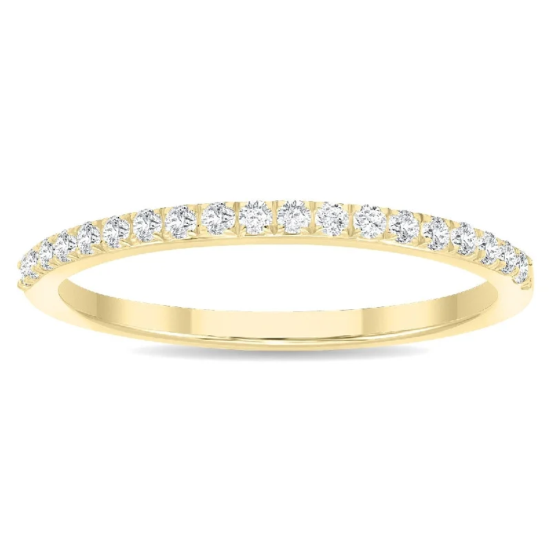 Women’s radiant cut engagement rings-1/5 Carat TW Thin Diamond Wedding Band in 10K Yellow Gold