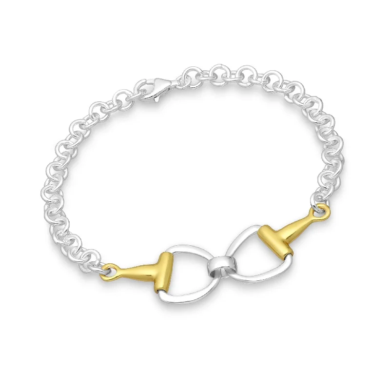 Women’s sparkle bracelets-Sterling Silver & 14k Gold-Plated Horse Snaffle Bracelet