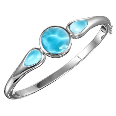 Women’s vintage-inspired bracelets-Alamea Larimar Bangle Bracelet in Sterling Silver