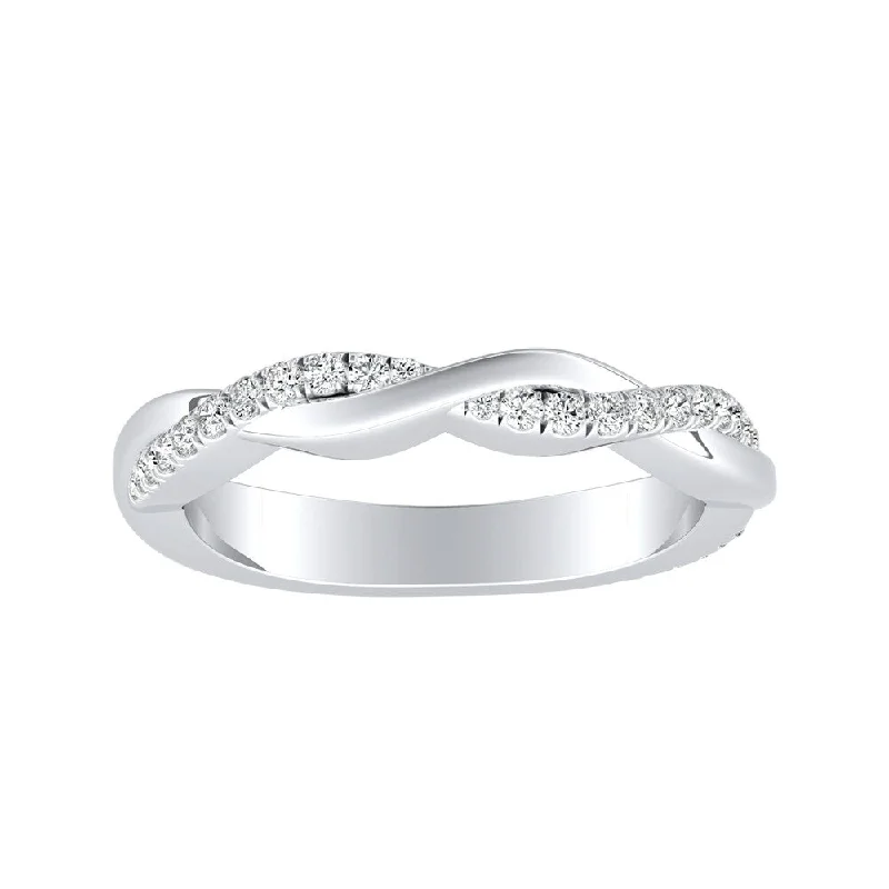 Women’s side stone engagement rings-Auriya 1/5ctw Braided Diamond Wedding Band Platinum