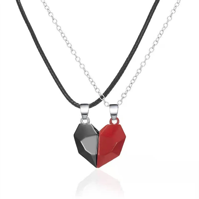 B Heart Necklace Black and Red