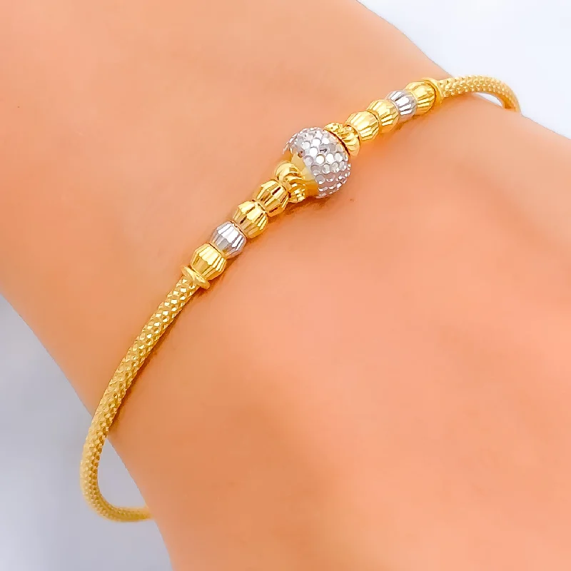 Women’s clasped bracelets-Fancy Two-Tone 22k Gold Bangle Bracelet