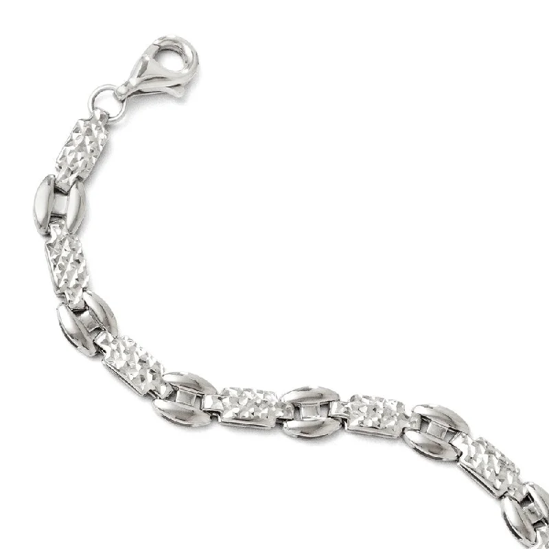 Women’s dainty bracelets-Leslie's 14k White Gold 6mm Diamond-Cut Bracelet, 7.25"