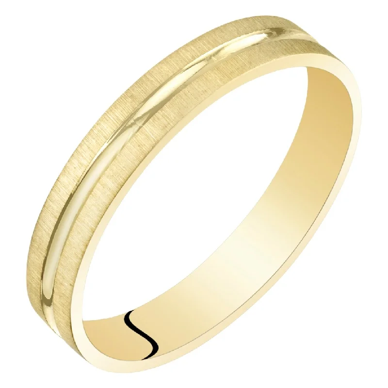 Women’s lab-grown diamond engagement rings-14k Yellow Gold Dual Finish 3mm Wedding and Anniversary Band